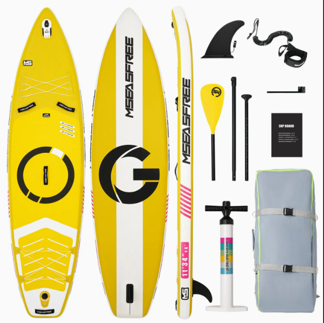 11ft Premium Inflatable Stand Up Paddle Board, yellow Yoga Board with Durable SUP Accessories&Carry Bag Waterproof Bag, Leash | Wide Stance, Surf Control, Non-Slip Deck, Leash, Paddle and Pump for Youth & Adult (Copy)