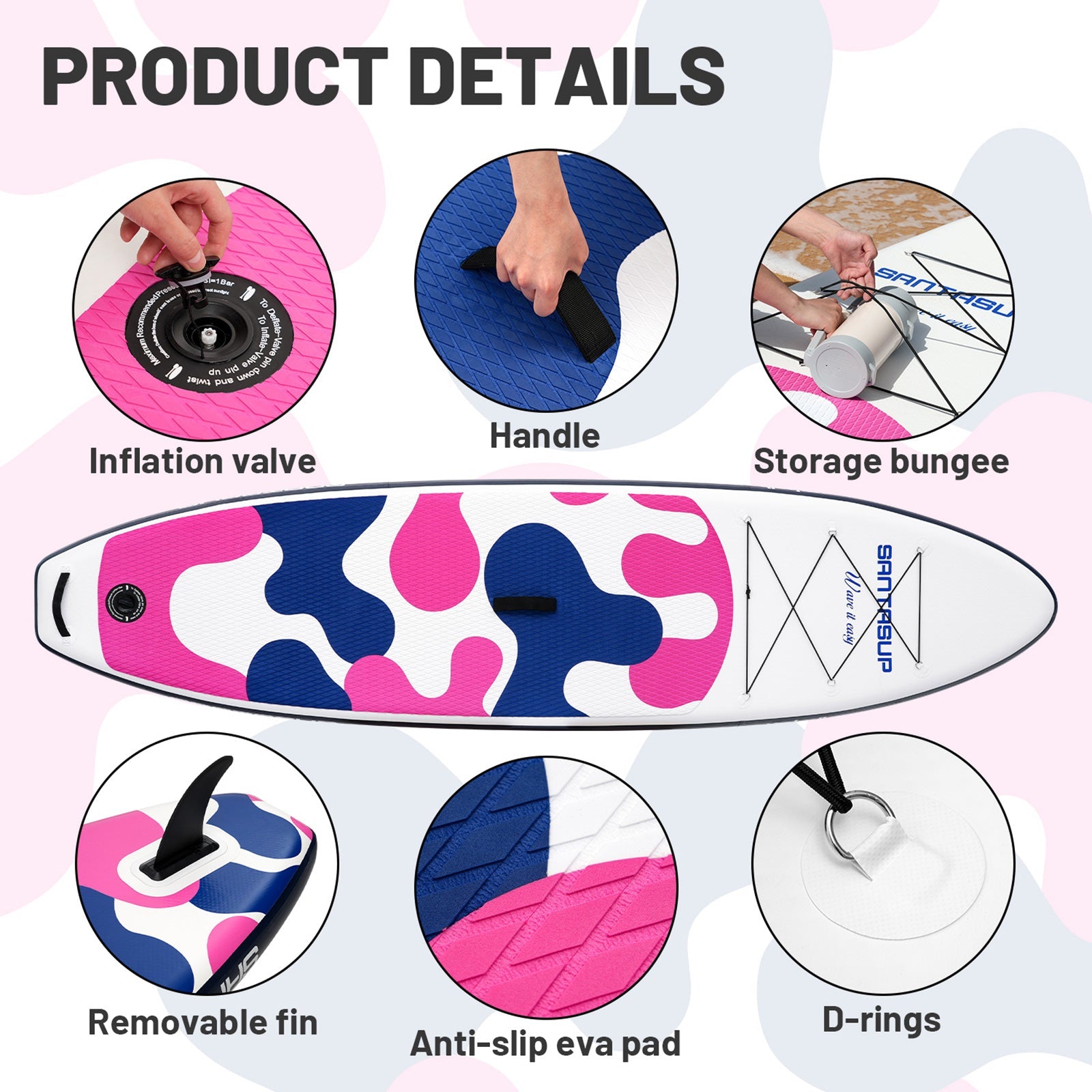 Santasup BERRY navy blue inflatable paddle board