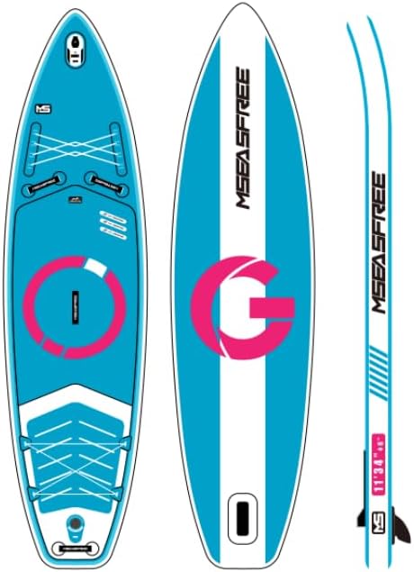 11ft Premium Inflatable Stand Up Paddle Board, Yoga Board with Durable SUP Accessories&Carry Bag Waterproof Bag, Leash | Wide Stance, Surf Control, Non-Slip Deck, Leash, Paddle and Pump for Youth & Adult