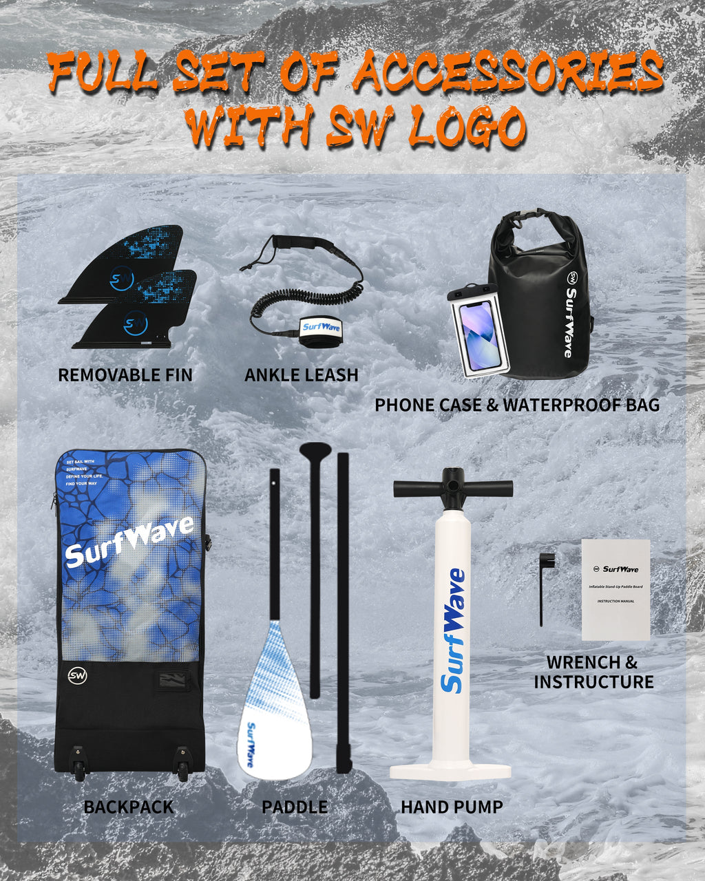 Pro Inflatable SUP Board,blue stand up paddle board 11ft All-Around inflatable stand up Paddle Board - Military-Grade for Surfing & Expedition, Includes Carbon Paddle & Pro Pump