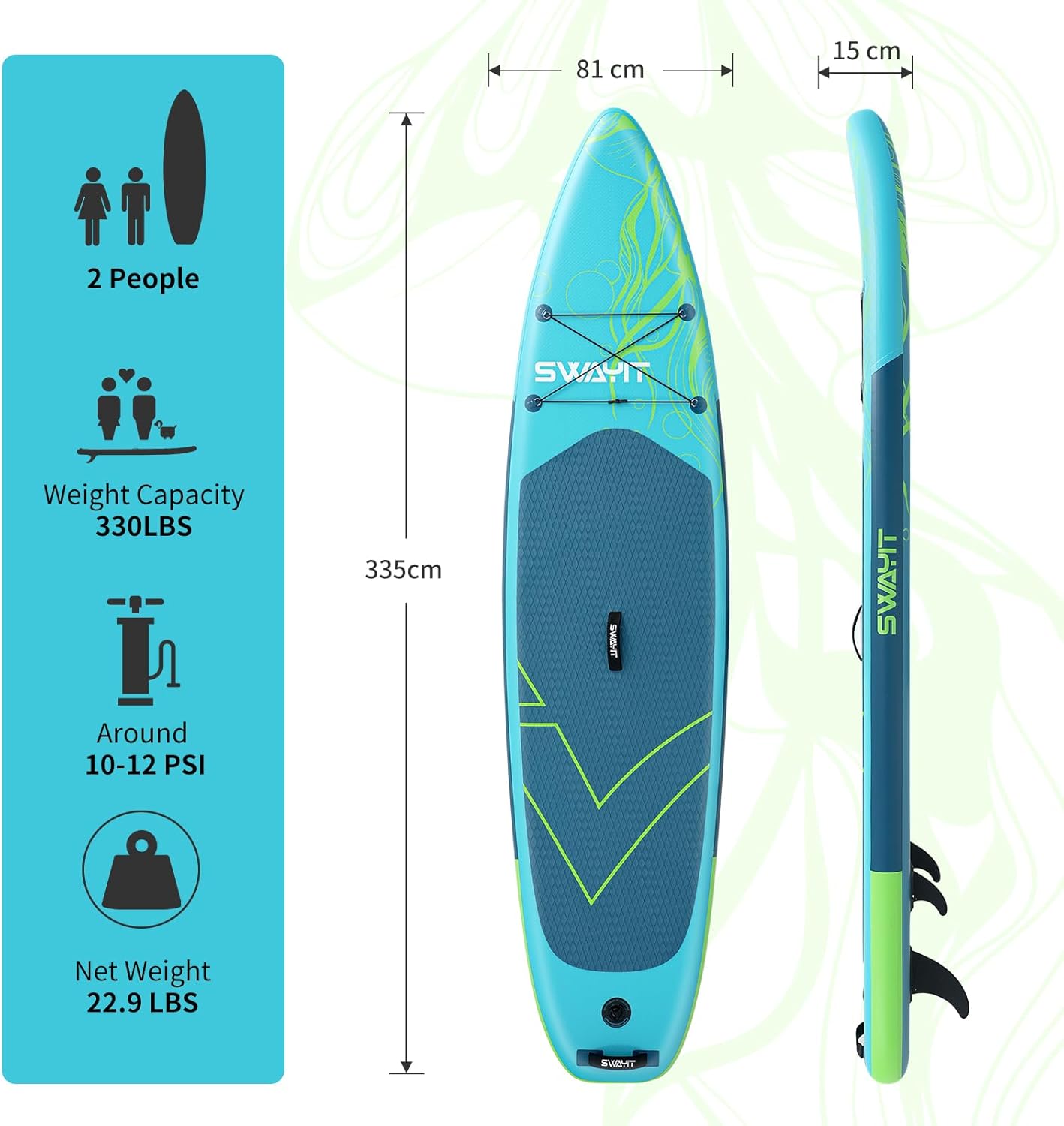 Jellyfish Yellow Inflatable Stand Up Paddle Board – Durable SUP with Adjustable Paddle,Dual Action Pump, Carry Bag, Ankle Leash, Non-Slip EVA Deck – All Skill Levels