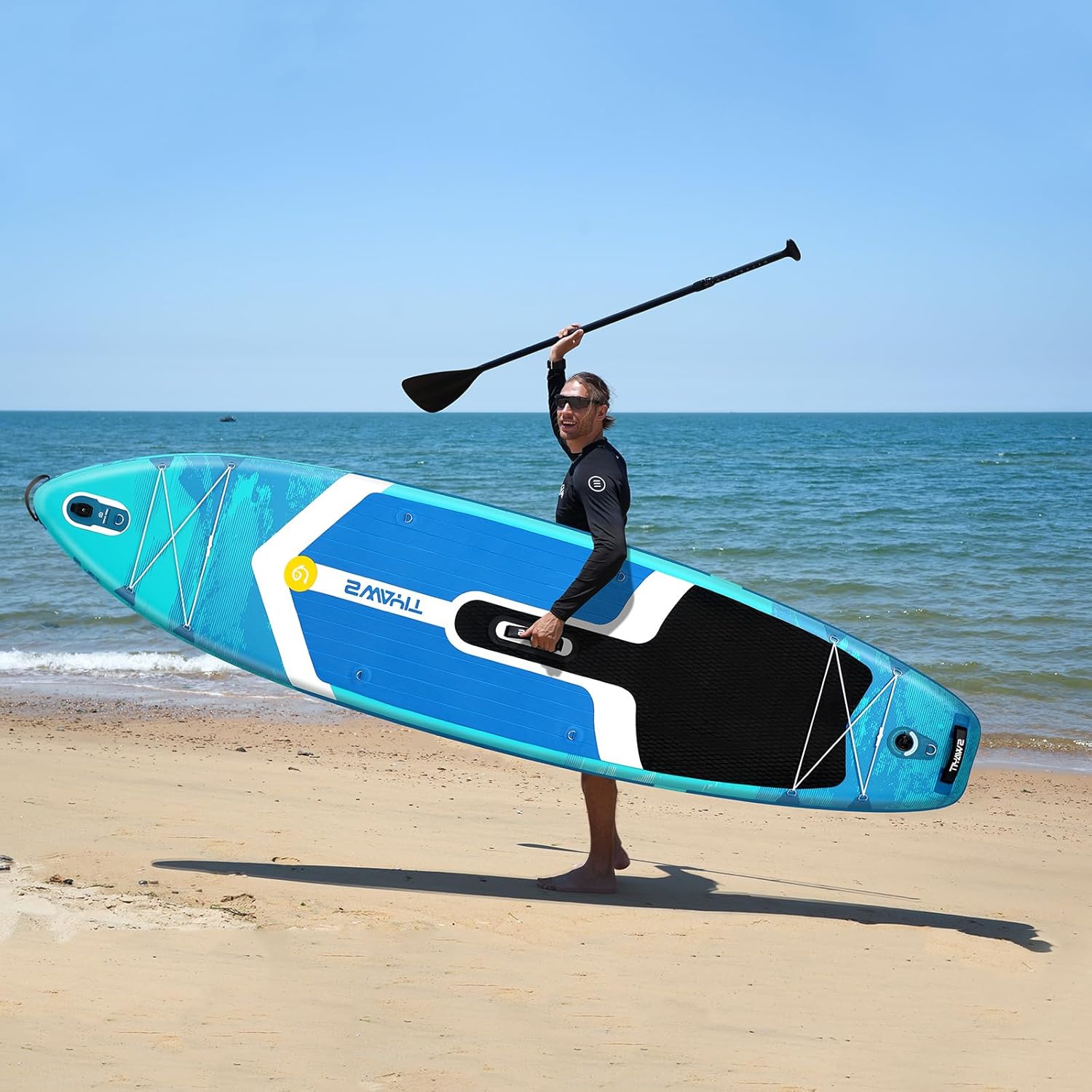 Deep Green Inflatable Stand Up Paddle Board – Durable SUP with Adjustable Paddle,Dual Action Pump, Carry Bag, Ankle Leash, Non-Slip EVA Deck – All Skill Levels