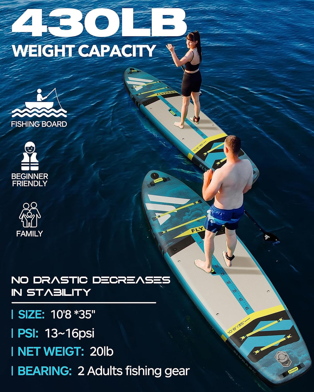 Extra Wide SUP board, blue Inflatable Paddle board