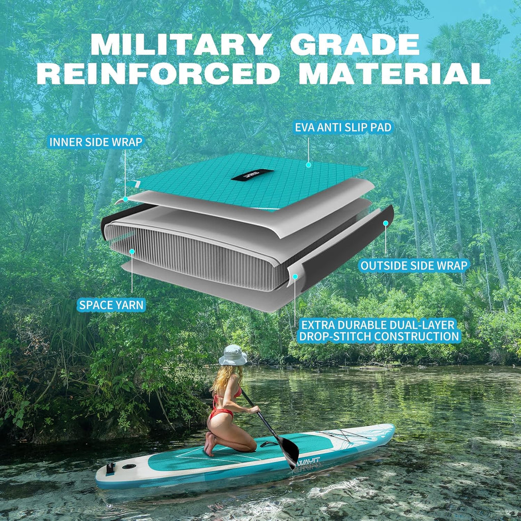 Jellyfish White Inflatable Stand Up Paddle Board – Durable SUP with Adjustable Paddle,Dual Action Pump, Carry Bag, Ankle Leash, Non-Slip EVA Deck – All Skill Levels