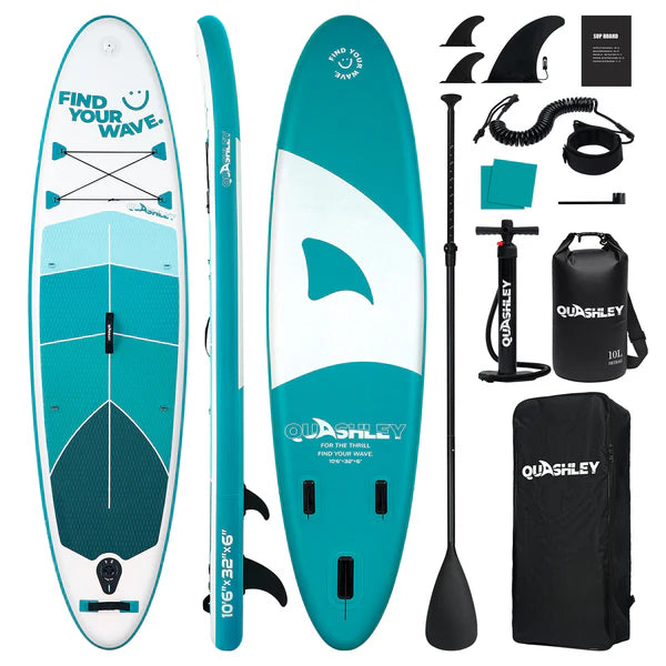 Quashley Geometric Series - Inflatable Stand Up Paddle Boards 11'x32"x6"with Premium SUP Paddle Board Accessories, Wide Stable Design, Anti-Slip Comfort Deck for Water sports for Youth & Adults