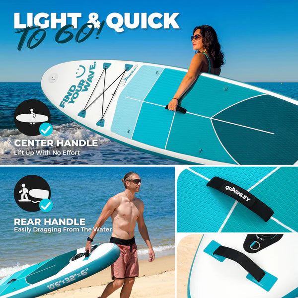 Quashley Geometric Series - Inflatable Stand Up Paddle Boards 11'x32"x6"with Premium SUP Paddle Board Accessories, Wide Stable Design, Anti-Slip Comfort Deck for Water sports for Youth & Adults
