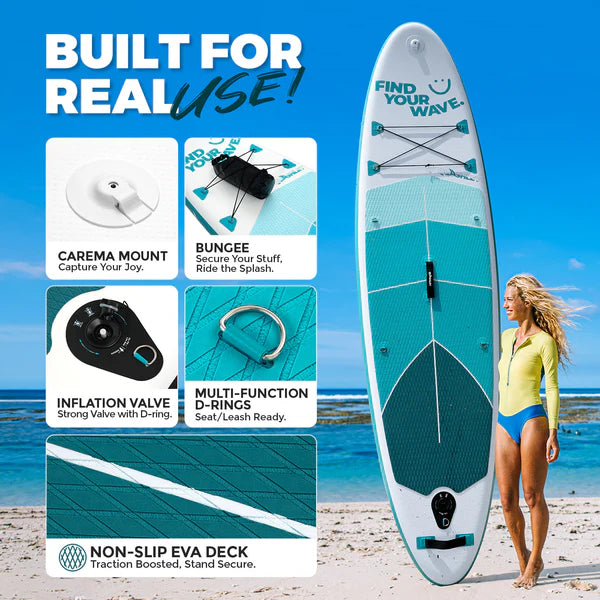 Quashley Geometric Series - Inflatable Stand Up Paddle Boards 11'x32"x6"with Premium SUP Paddle Board Accessories, Wide Stable Design, Anti-Slip Comfort Deck for Water sports for Youth & Adults
